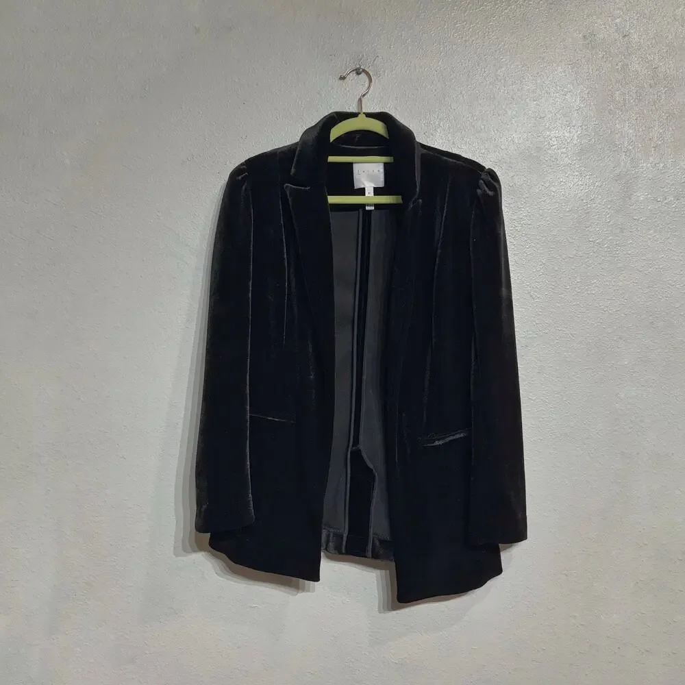 Nordstrom Leith Black Velour Blazer Sz XS